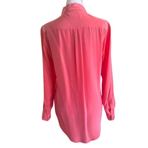 Equipment Signature 100% Silk Coral Button down Shirt Medium Collar - Picture 4 of 6
